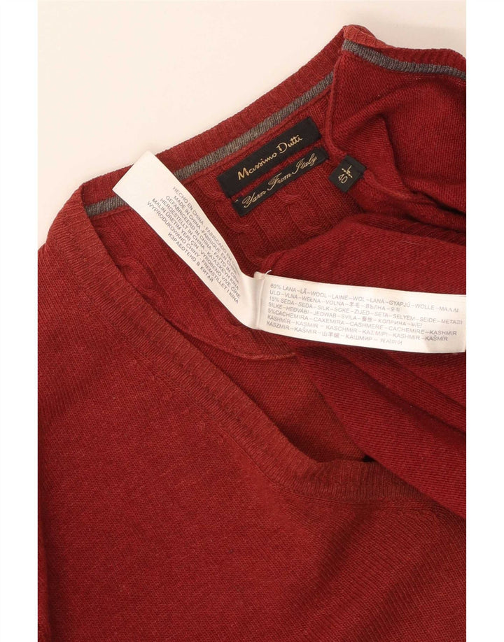 Massimo Dutti Jersey Con Cuello En V Hombre Large Lana Roja