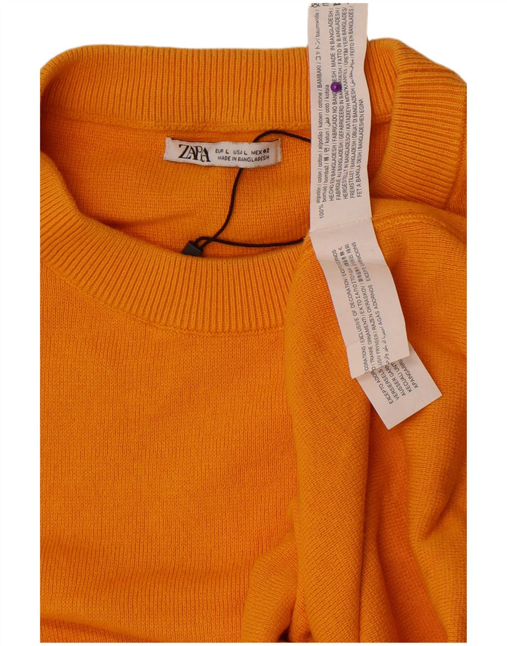 Zara Hombre Jersey Cuello Redondo Jersey Grande Algodón Amarillo