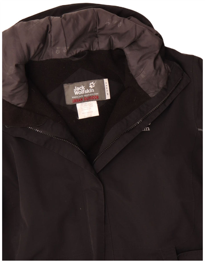 JACK WOLFSKIN Chaqueta cortavientos con capucha para mujer UK 40/40 Grande Negro