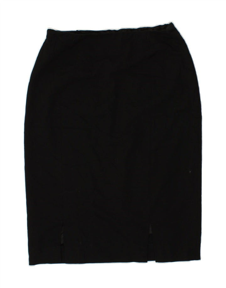 JAEGER Womens Midi Skirt UK 12 Medium W28  Black Wool Vintage Jaeger and Second-Hand Jaeger from Messina Hembry 