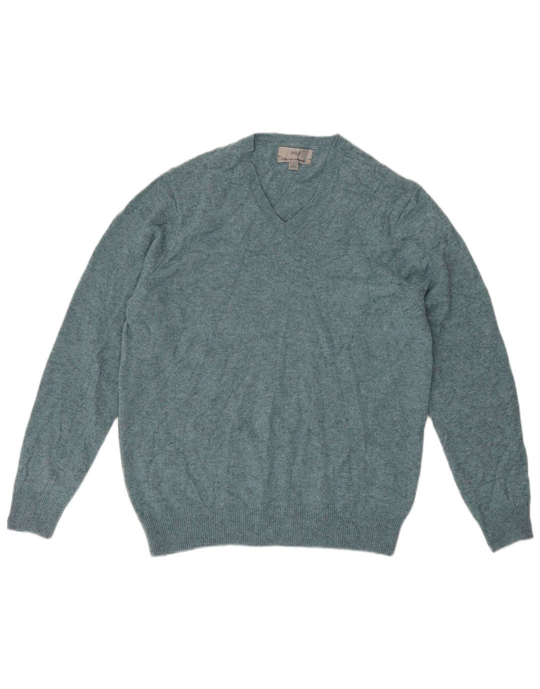 Marks & Spencer Jersey con cuello en V para hombre de lana moteada verde grande