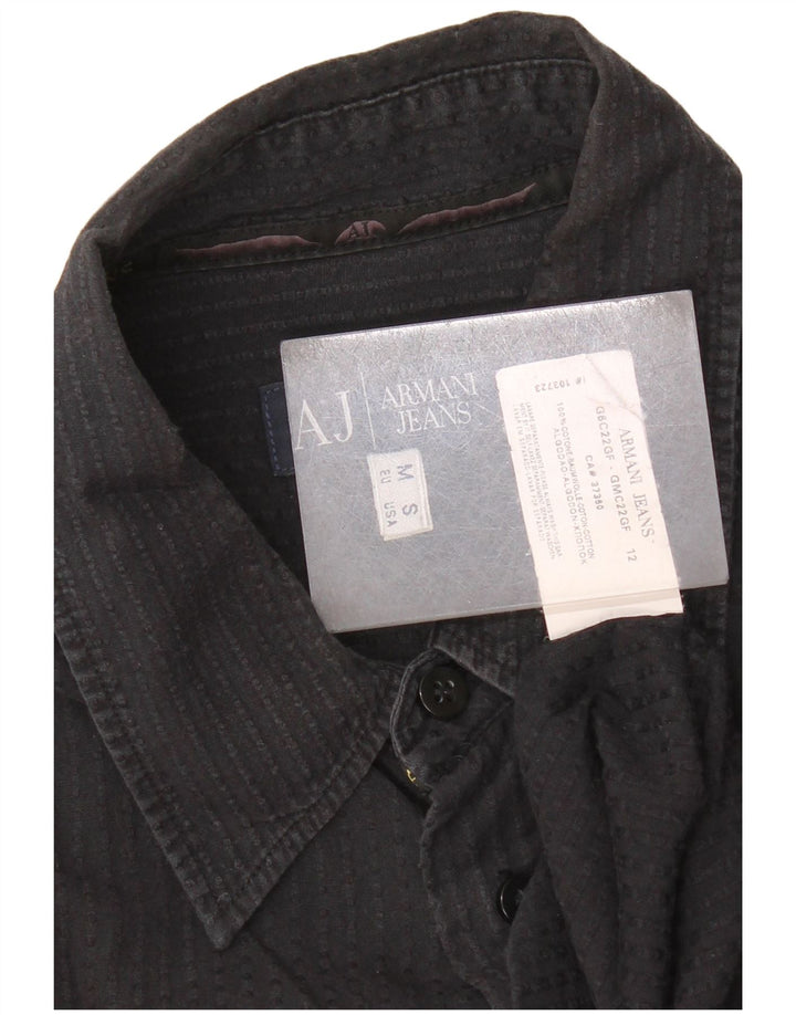 Armani Hombre Camisa Mediana De Algodón A Rayas Negra