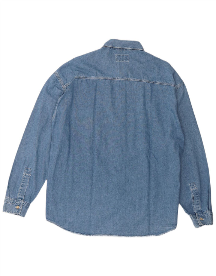 Wampum Camisa Vaquera Para Hombre Algodón Azul Grande