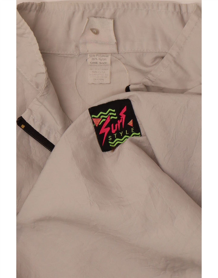 Vintage hombres cremallera cuello jersey chándal top un tamaño gris poliéster