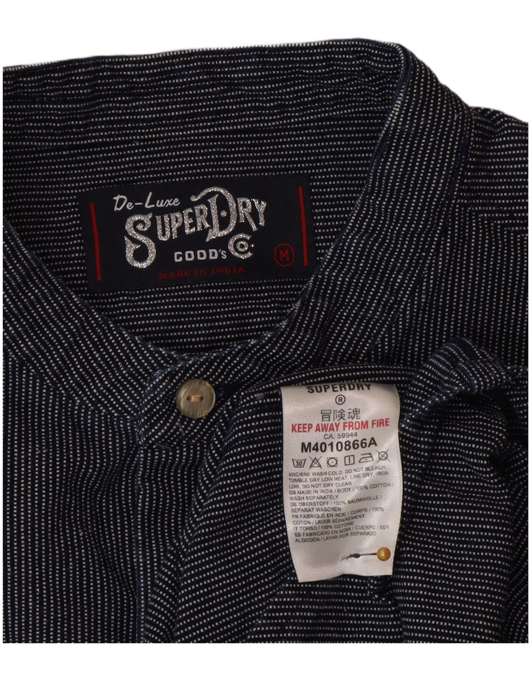 Camisa Superdry Para Hombre Poliéster A Rayas Azul Marino Medio