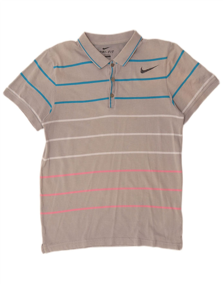 Nike Polo Dri Fit para hombre de algodón a rayas gris pequeño