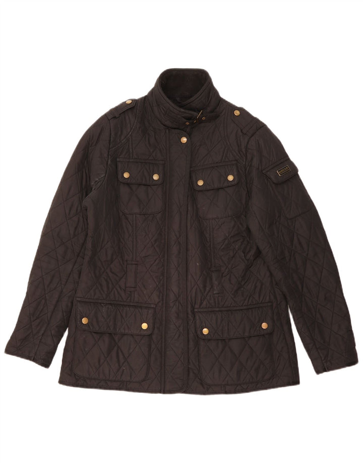 Barbour Chaqueta acolchada militar para mujer Reino Unido 44 Poliéster negro grande