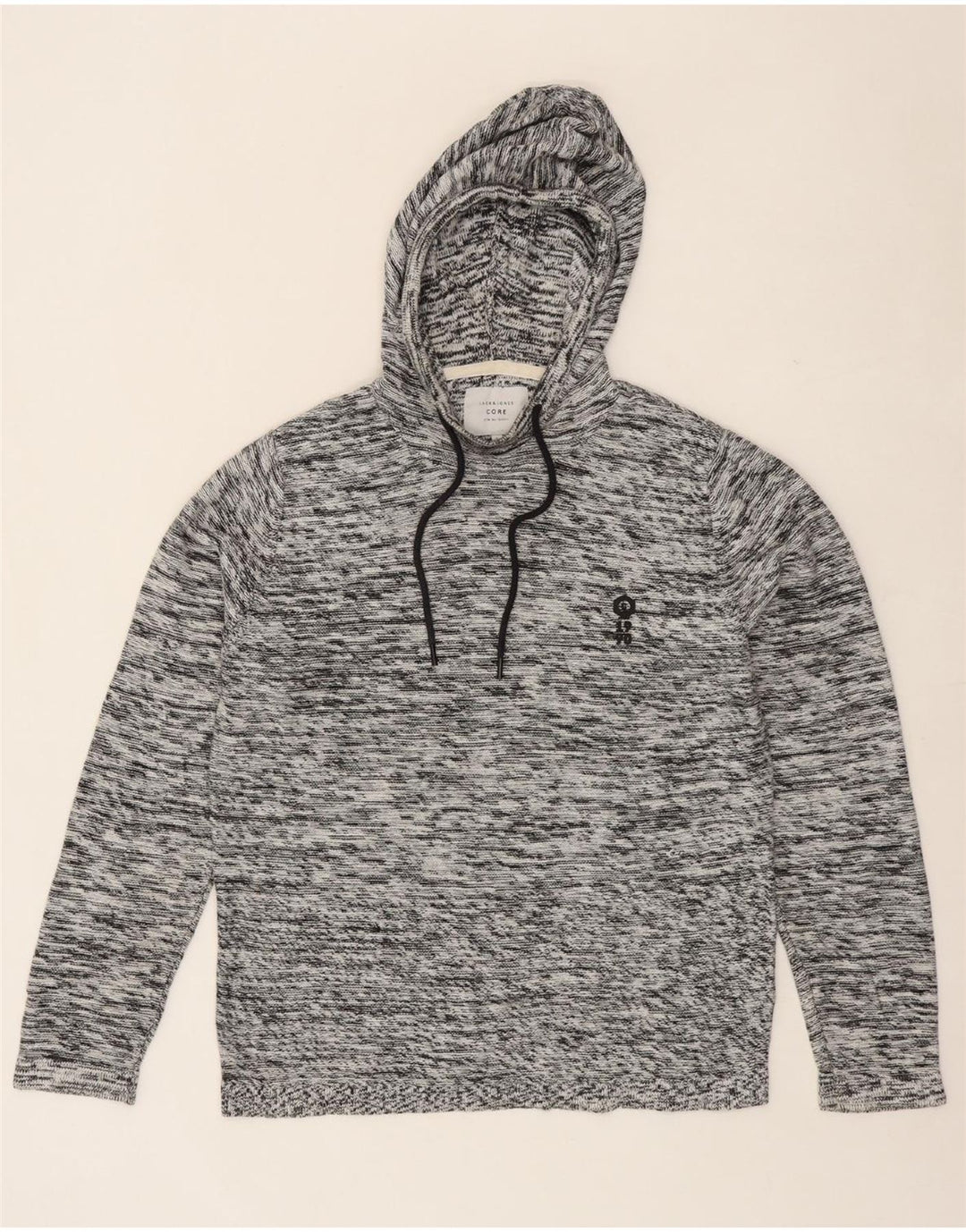 JACK & JONES Mens Hooded Jumper Large Grey Flecked Cotton Vintage Jack & Jones and Second-Hand Jack & Jones from Messina Hembry 