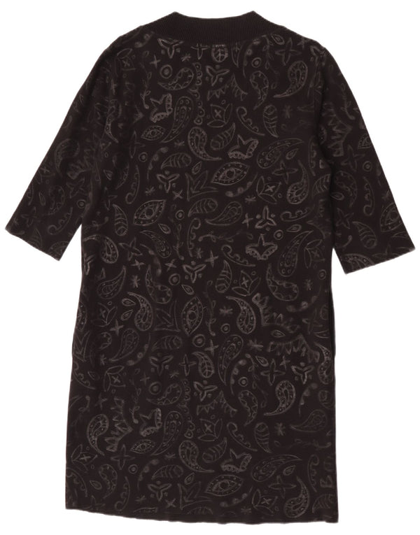Diesel Vestido tipo jersey de manga 3/4 para mujer UK 44 Mediano Negro Paisley Algodón