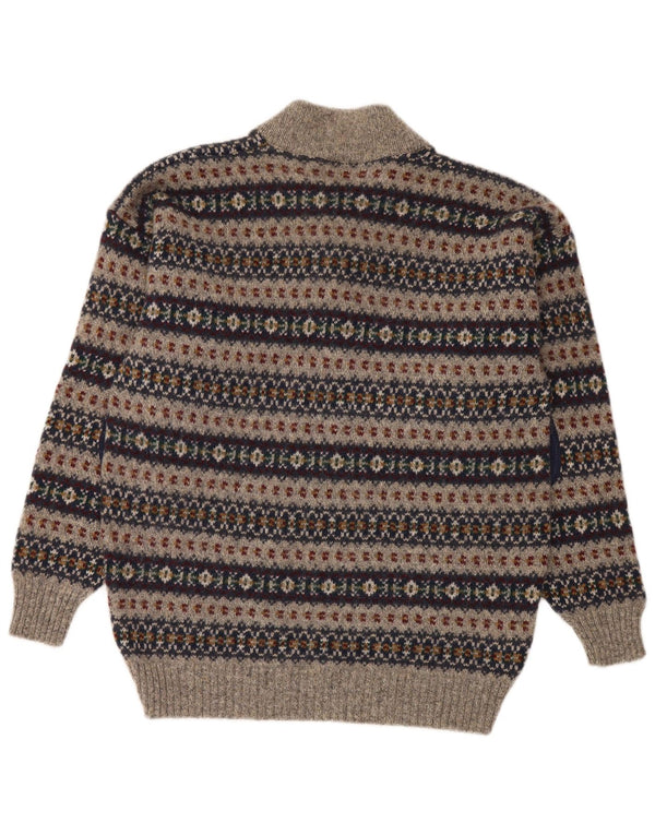 Highland Glen - Jersey para hombre con cuello y botones, lana de color gris medio