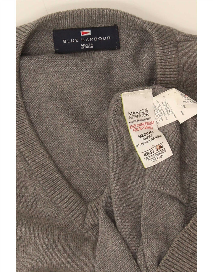 Marks & Spencer Jersey con Cuello en V Azul Harbor para Hombre Algodón Gris Medio