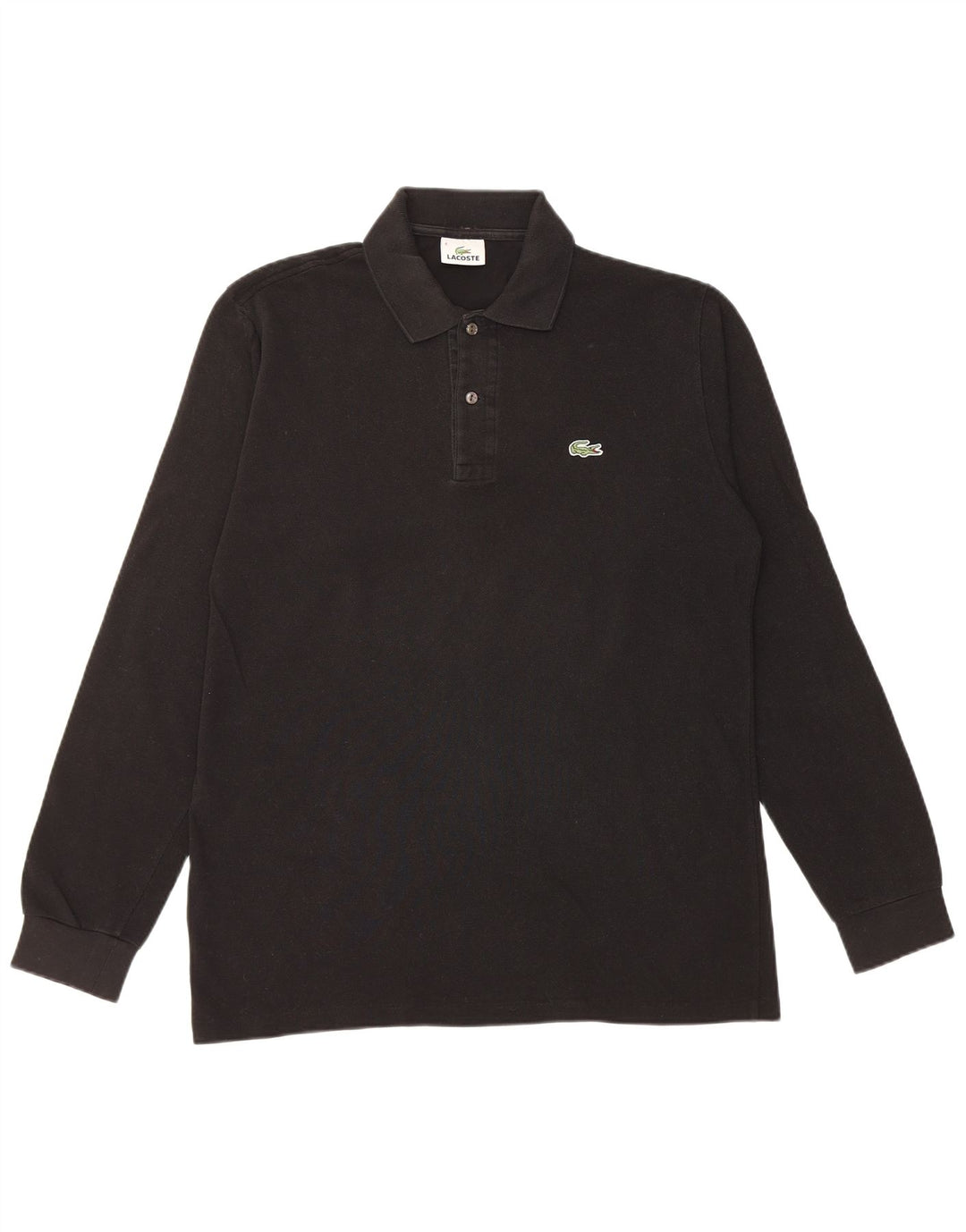Lacoste Polo de manga larga para hombre talla 4 mediano algodón negro