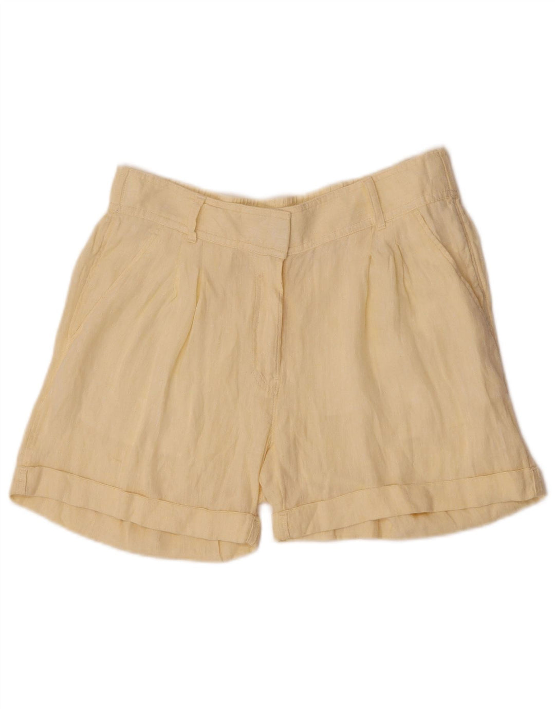 Marks & Spencer Pantalones cortos chinos para mujer UK 12 Medium W30 Lino amarillo