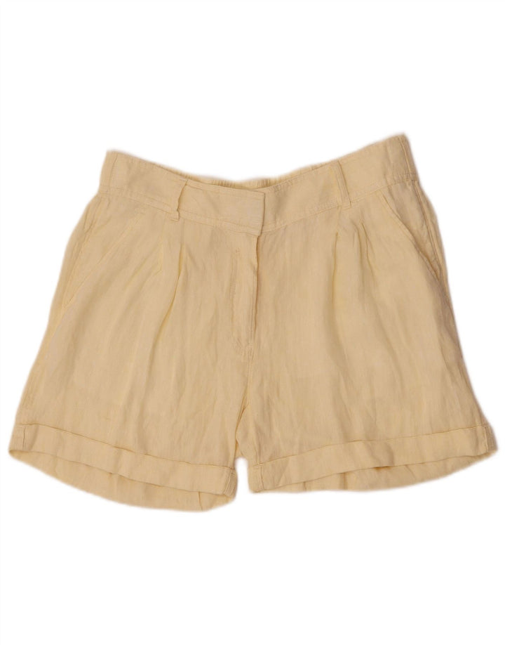 Marks & Spencer Pantalones cortos chinos para mujer UK 12 Medium W30 Lino amarillo