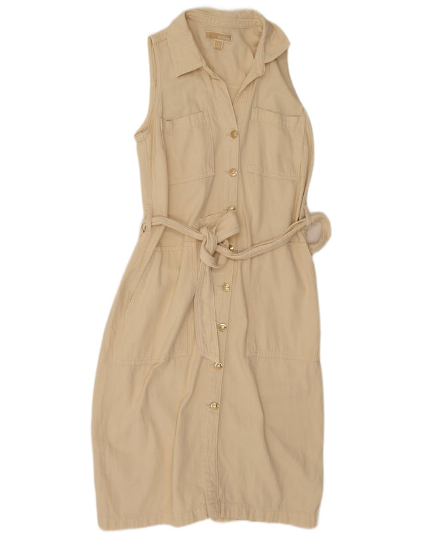 Michael Kors Vestido camisero vaquero sin mangas para mujer UK 44 Algodón beige medio