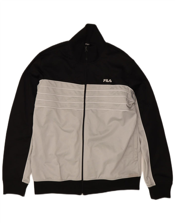 Fila Mens Chándal Top Chaqueta Grande Negro Colorblock Poliéster