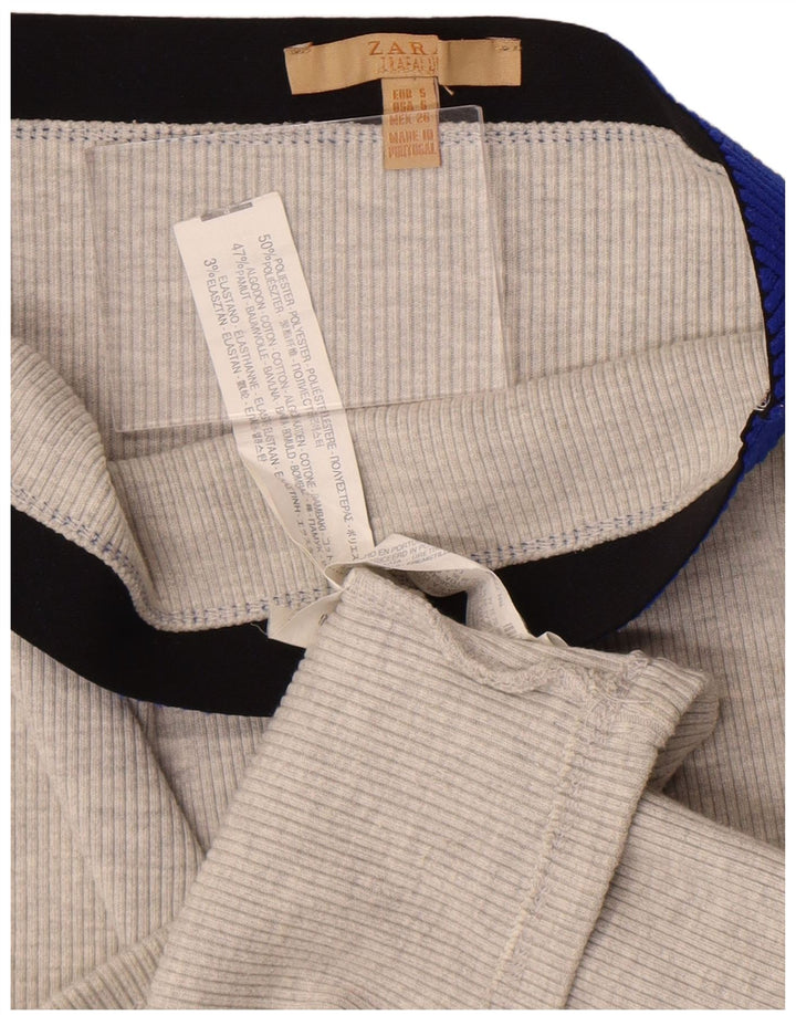 Zara Mujer Trafaluc Falda Recta Pequeña W26 Gris Colorblock Poliéster