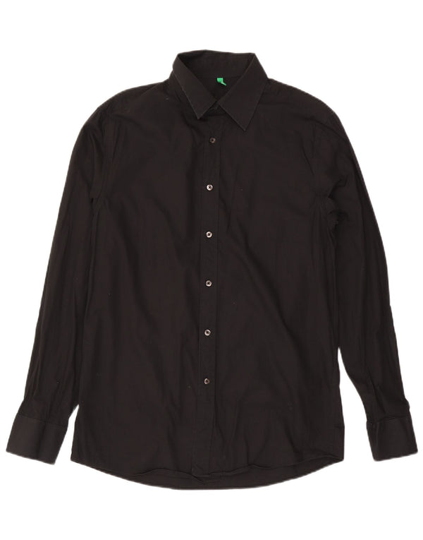 Camisa Benetton Hombre Grande Negro Algodón