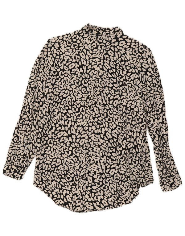 Marks & Spencer Blusa para mujer UK 40 Small Black Animal Print Viscosa