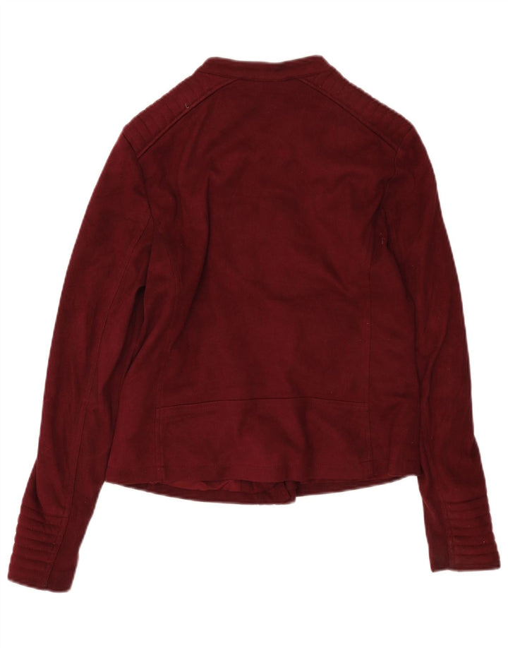 Marks & Spencer Chaqueta motera para mujer UK 10 Small Borgoña Poliéster Biker