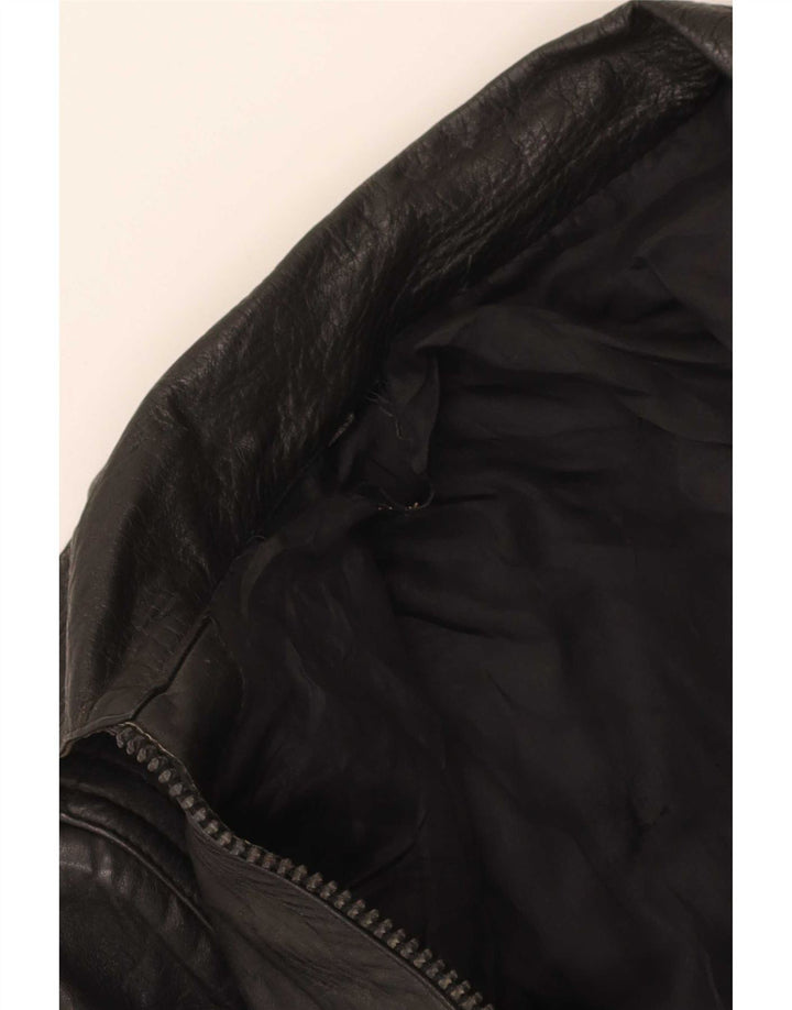 Vintage mujer chaqueta de cuero Reino Unido 8 pequeño negro