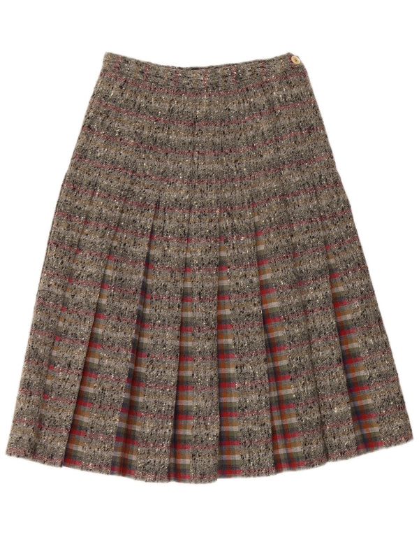 Vintage mujer cintura alta cuchillo falda plisada IT 42 Medio W24 Gris Plaid
