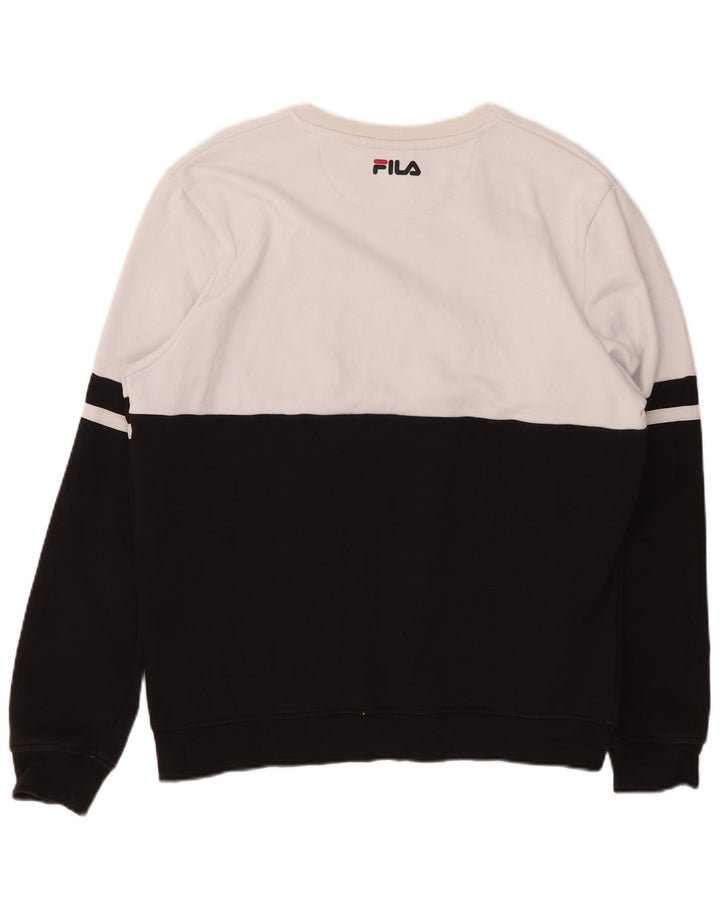 FILA Hombre Sudadera Gráfica Jersey Grande Negro Colorblock Algodón