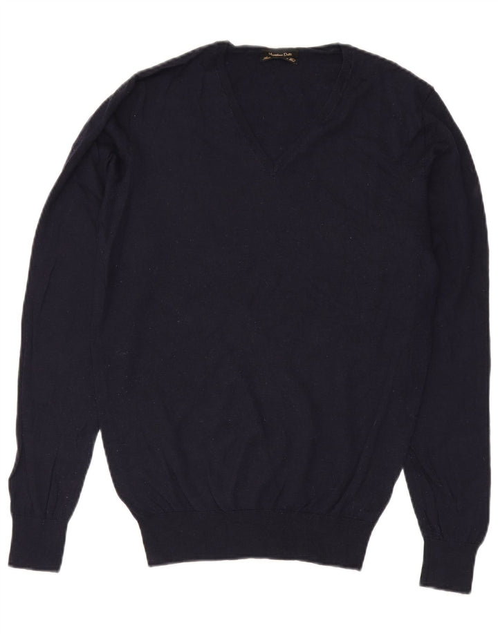 Massimo Dutti Jersey con Cuello en V para Hombre Large Azul Marino
