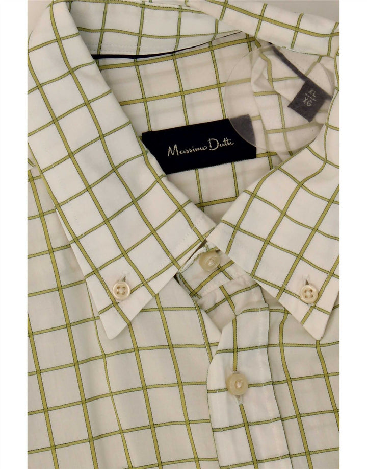 Camisa Massimo Dutti Hombre XL Cuadros Blanco