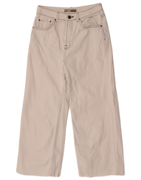 Topshop Vaqueros de pierna ancha y cintura alta para mujer W28 L24 Algodón blanco