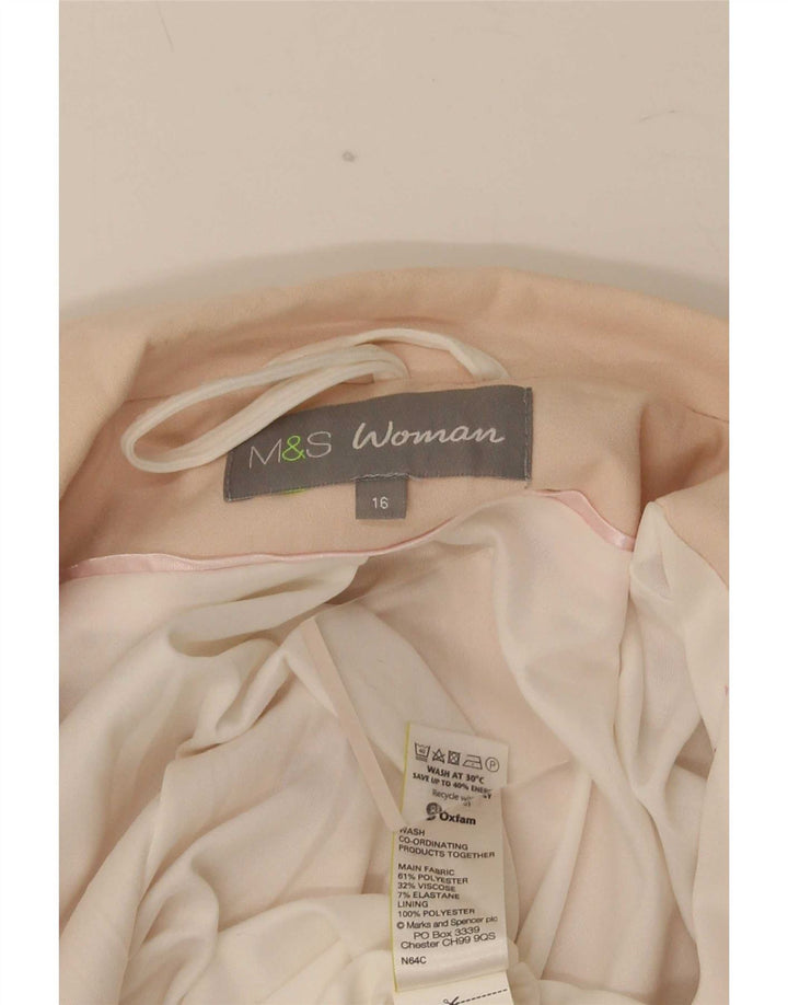 Marks & Spencer Chaqueta tipo blazer con 1 botón y manga 3/4 para mujer UK 46 Large Pink