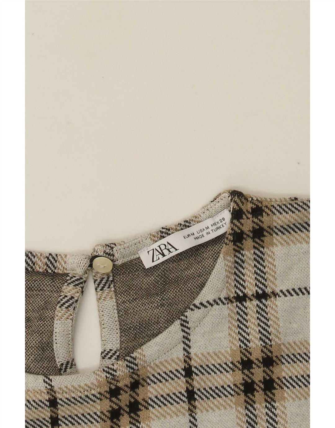 Zara Mujer Vestido Recto UK 42 Cuadro Gris Medio