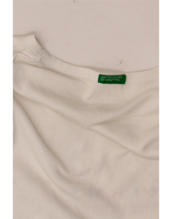 BENETTON Camiseta gráfica para mujer Top UK 8 Small White