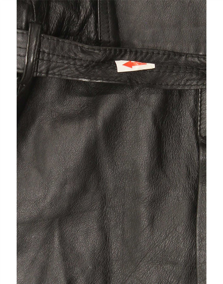 Vintage mujer doble pecho cuero abrigo IT 46 grande negro