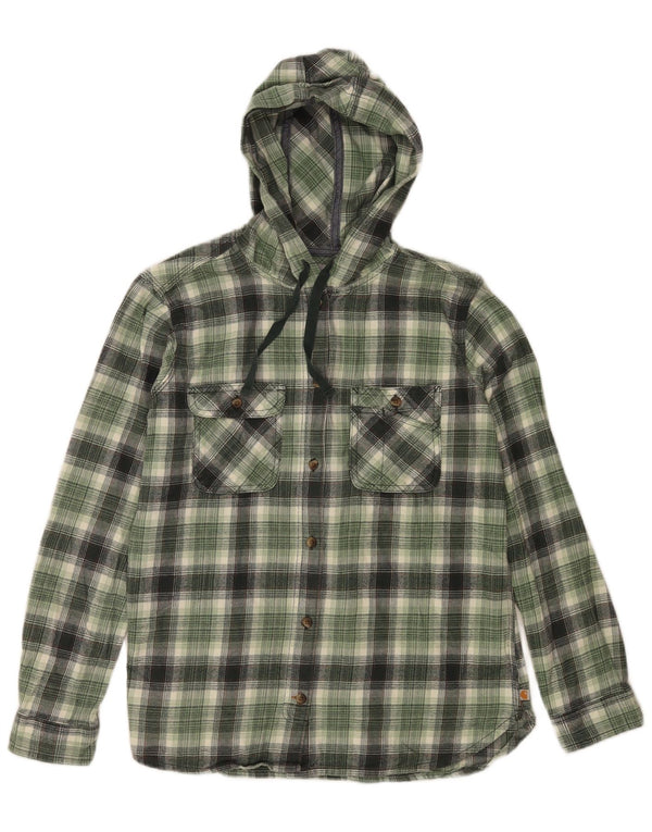 Carhartt Camisa de franela con capucha para mujer US 8/10 Algodón a cuadros verde mediano