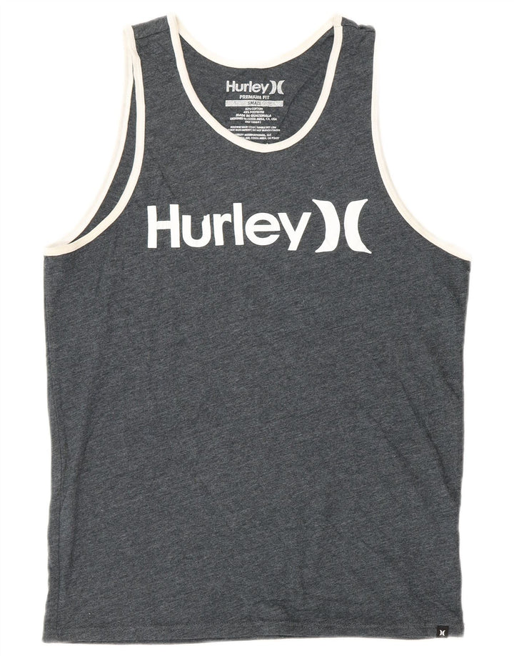 HURLEY Camiseta sin mangas estampada de ajuste premium para hombre pequeña de algodón moteado gris