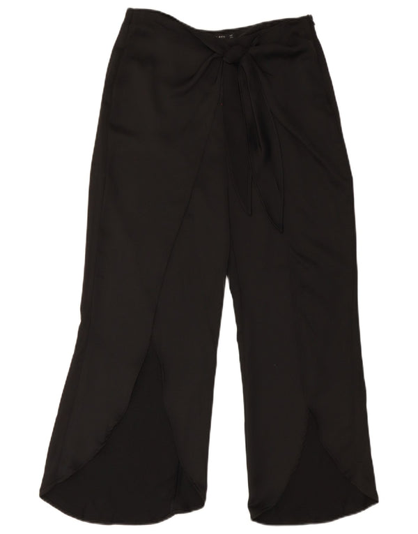 Zara Mujer Pantalones Cortos De Pierna Ancha Pequeño W28 L23 Poliéster Negro
