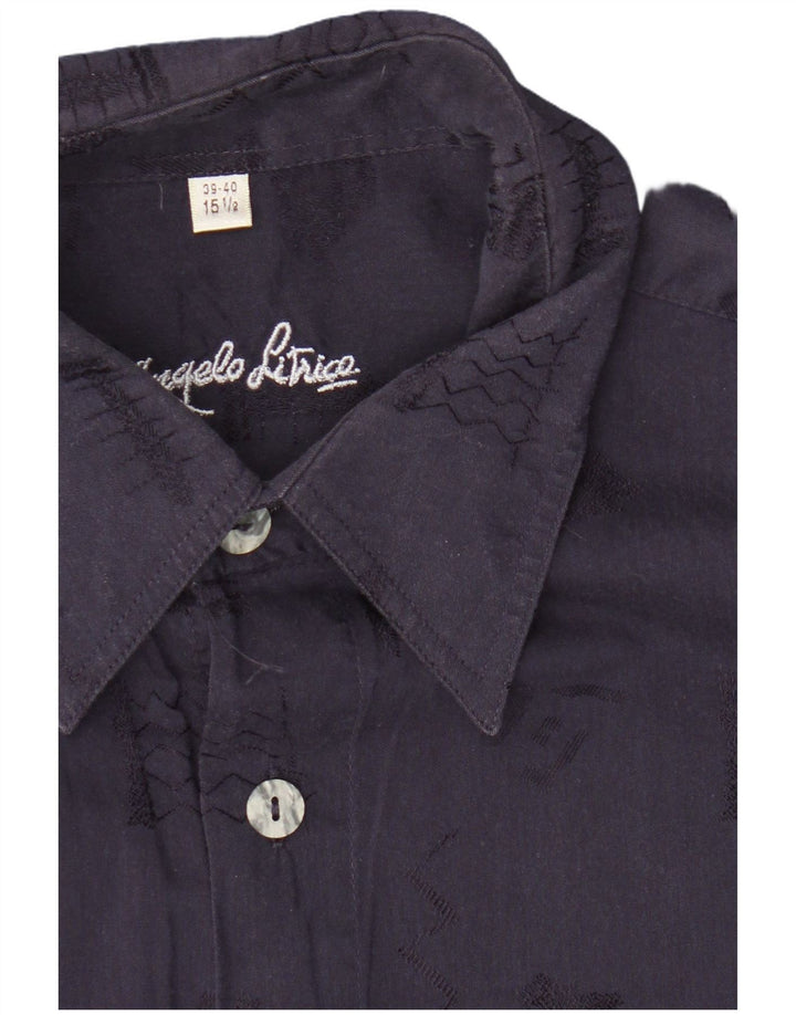 Angelo Litrico Camisa Hombre Talla 39 /40 15 1/2 Medio Azul Marino Geométrico