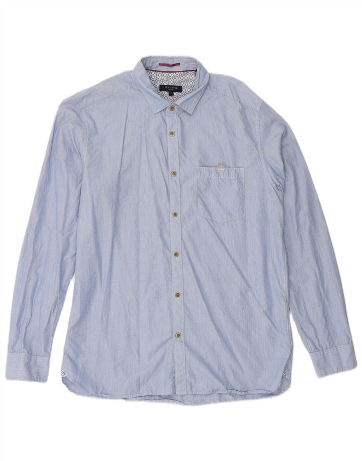TED BAKER Camisa para hombre talla 4 grande algodón a rayas azules