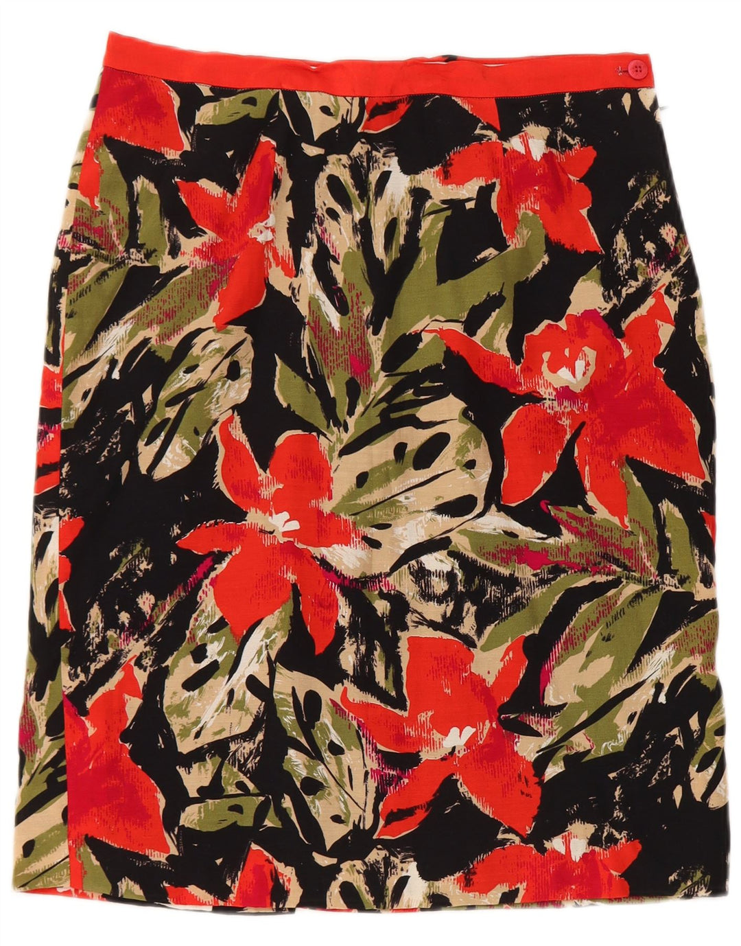 Vintage mujer lápiz falda W28 medio negro floral
