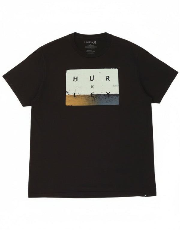 Hurley Hombre Camiseta Gráfica Top XL Algodón Negro