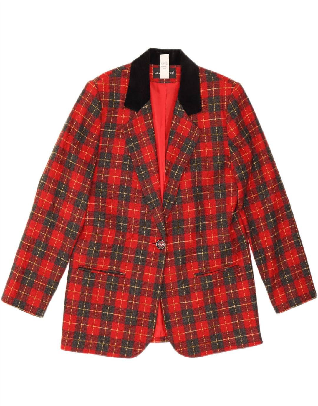 Sag Harbor Chaqueta Blazer de 1 Botón para Mujer US 8 Mediana Lana a Cuadros Rojos