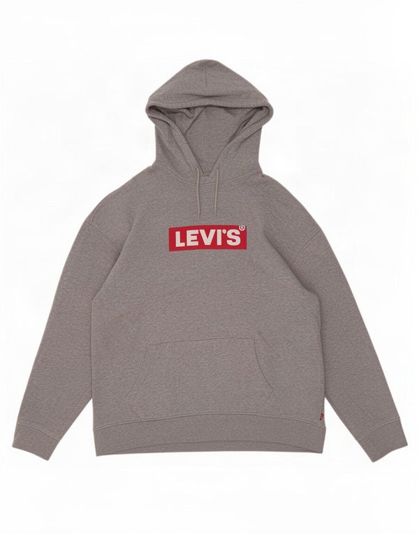 Levi's Jersey con capucha y gráfico relajado para hombre XL Algodón moteado gris