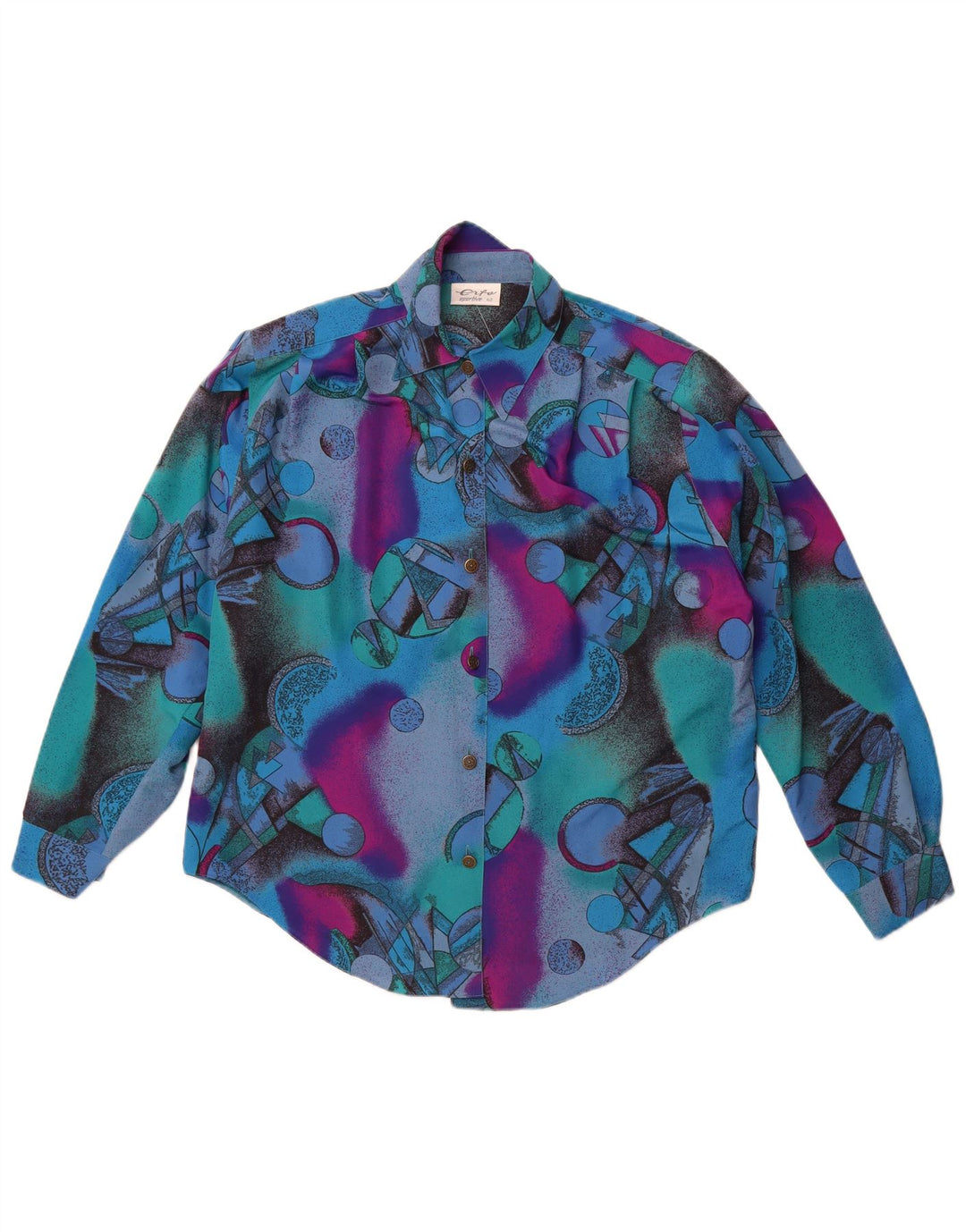 ERTO Camisa con estampado abstracto para mujer EU 42 Grande Azul Colorblock Poliéster