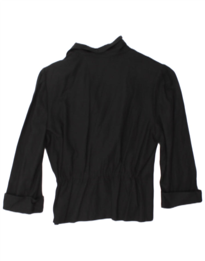 Vintage mujer 3/4 manga doble pecho Blazer chaqueta EU 38 medio negro