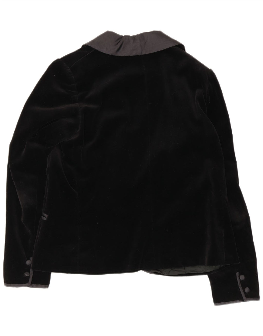 Vintage mujer 1 botón terciopelo Blazer chaqueta Reino Unido 16 grande negro
