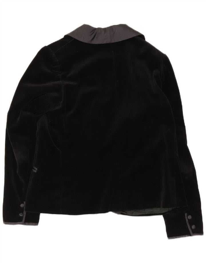 Vintage mujer 1 botón terciopelo Blazer chaqueta Reino Unido 16 grande negro