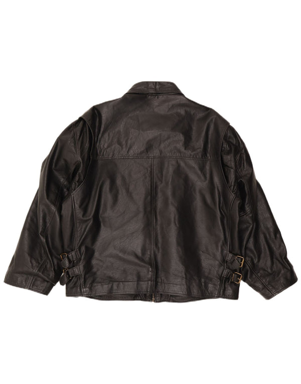PELLITALIA Chaqueta de cuero para hombre ES 44 2XL Negro