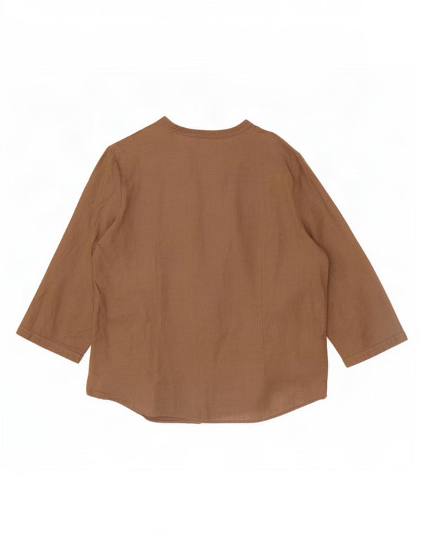 Marks & Spencer Portfolio Blusa de Manga 3/4 para Mujer UK 40 XL Marrón