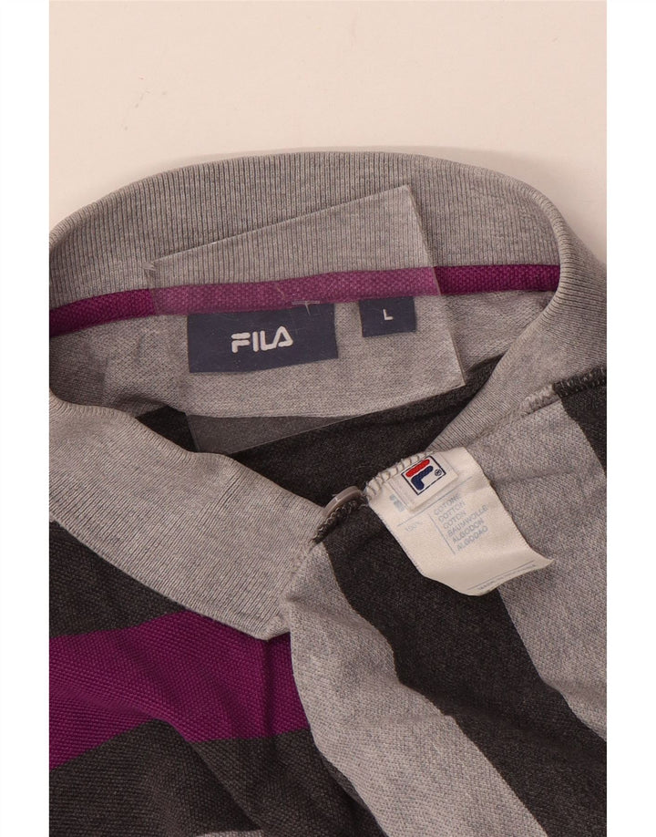 FILA Polo para hombre de algodón color block gris grande
